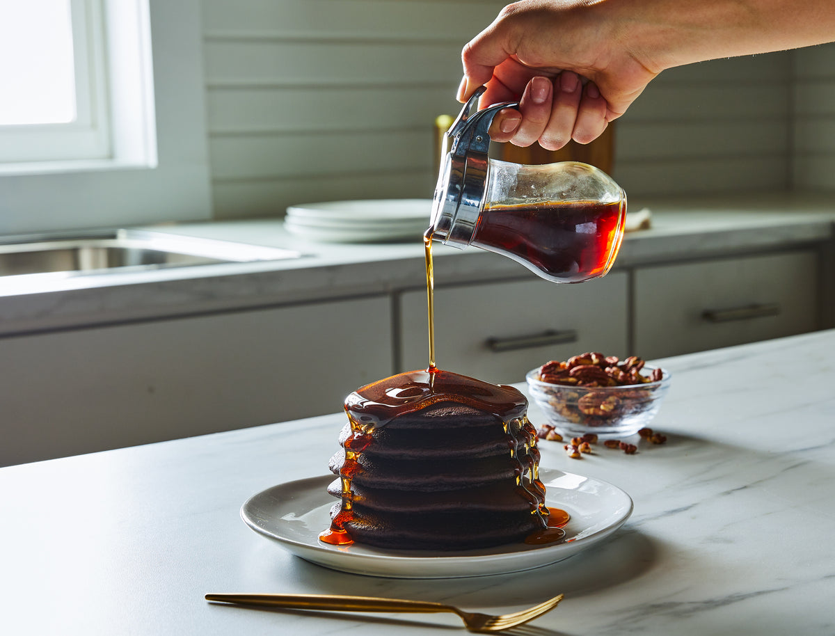 gourmet hot chocolate pancakes